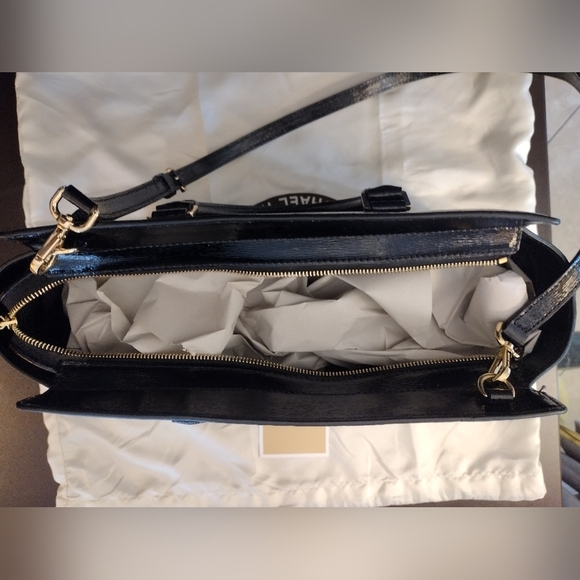 Michael Kors Selma Satchel Patent Leather Black Crossbody Bag - Picture 9 of 12